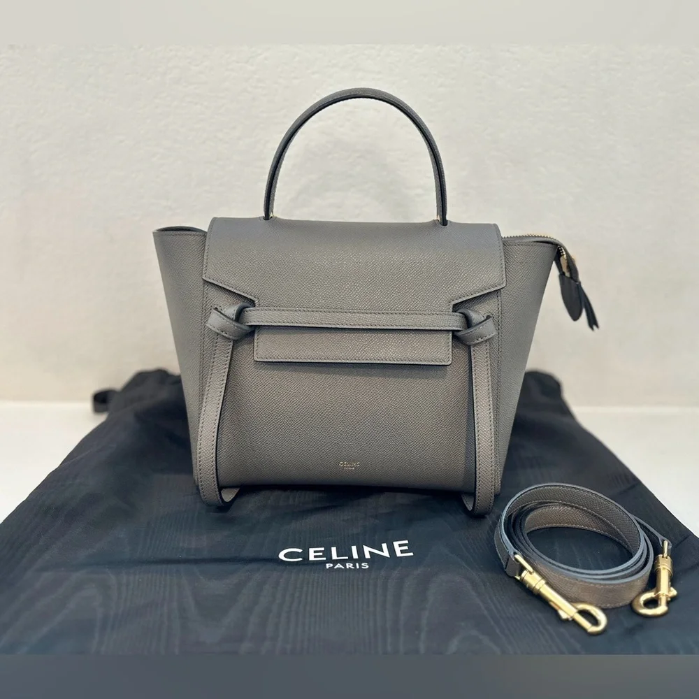 ❤️SOLD❤️ Auth CELINE Micro Grey Belt Bag in Grained Leather 9 x 8 IN - Picture 14 of 16